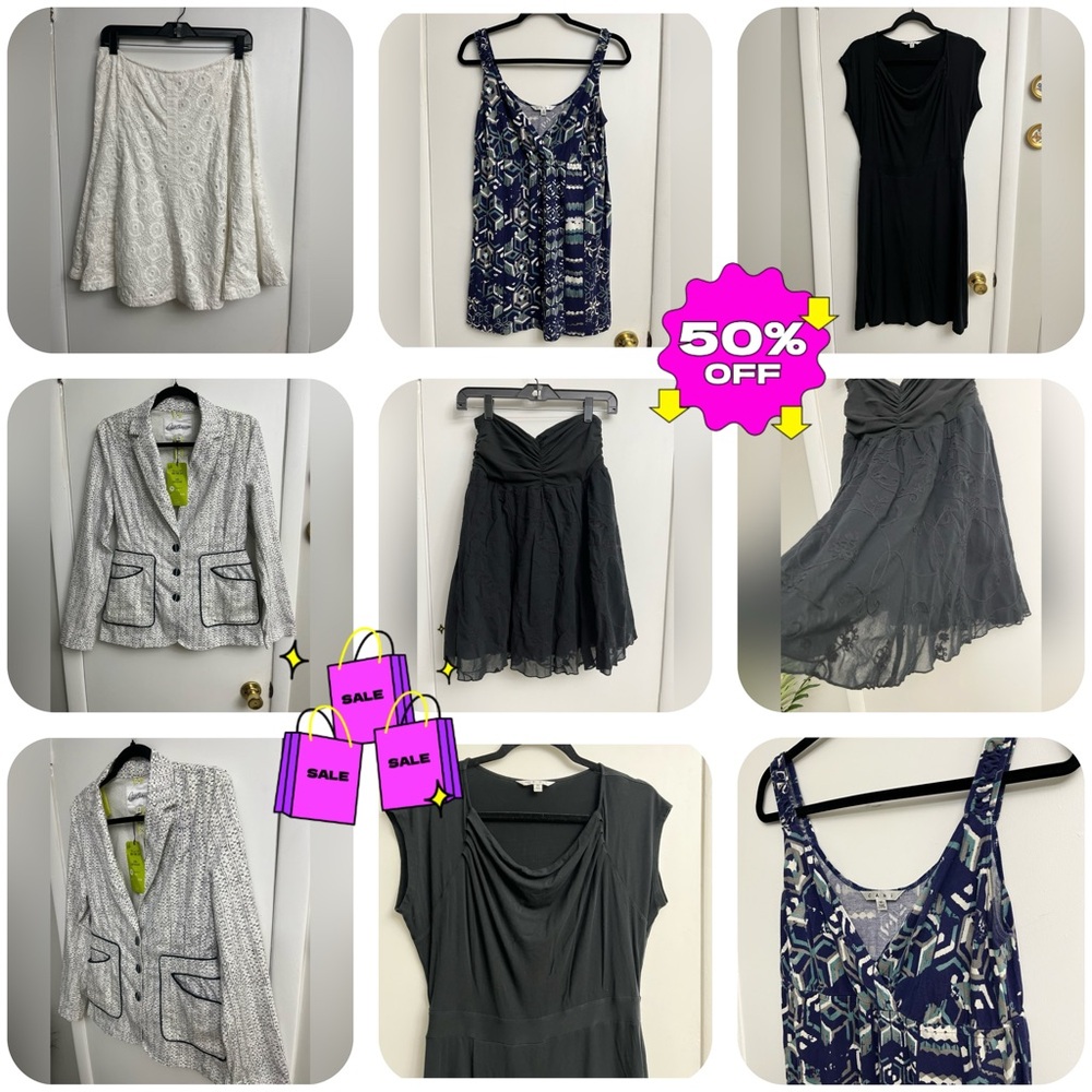 LOT of M Cabi Items-Black Dress, Blazer, Baby Doll Top, Tank, Skirt